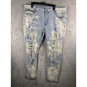 Rockstar Original Jeans Mens 40x30 Blue Distressed Skinny Denim RSM200-FABIAN